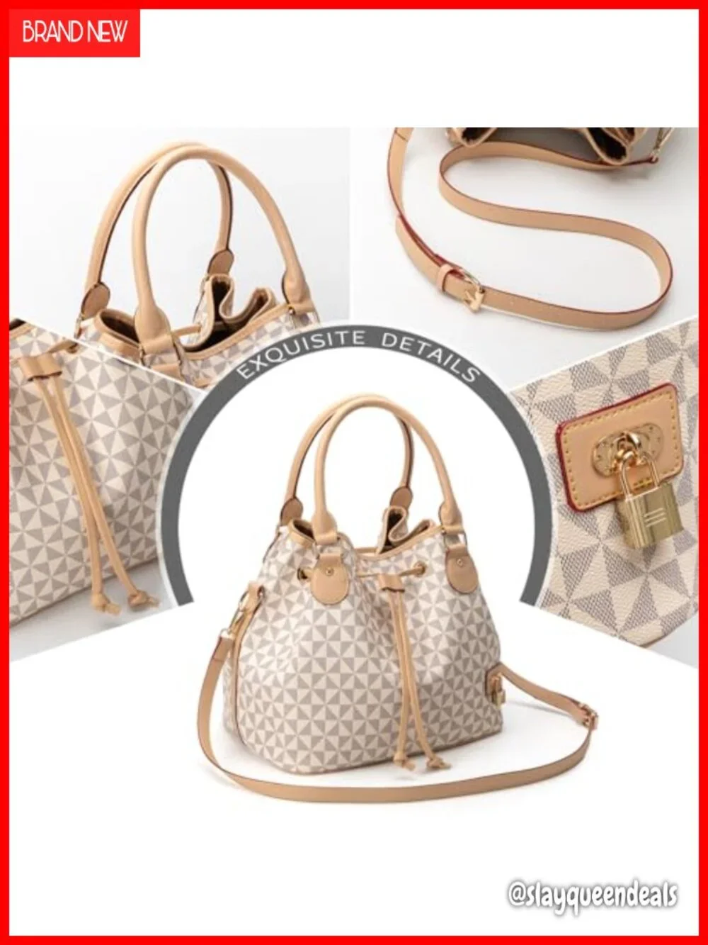 PU Leather Bucket Purse Hobo Shoulder Bag Drawstring Tote